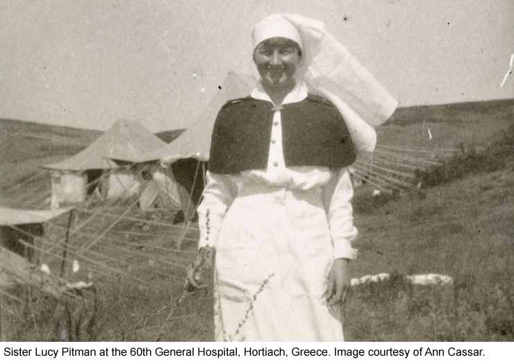 Sister Lucy Pitman at 60th General Hostpital at Hortiach, Greece